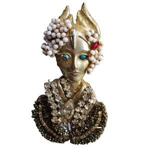 Vintage Unsigned William Holman Crazy Lady Brooch (A3801)